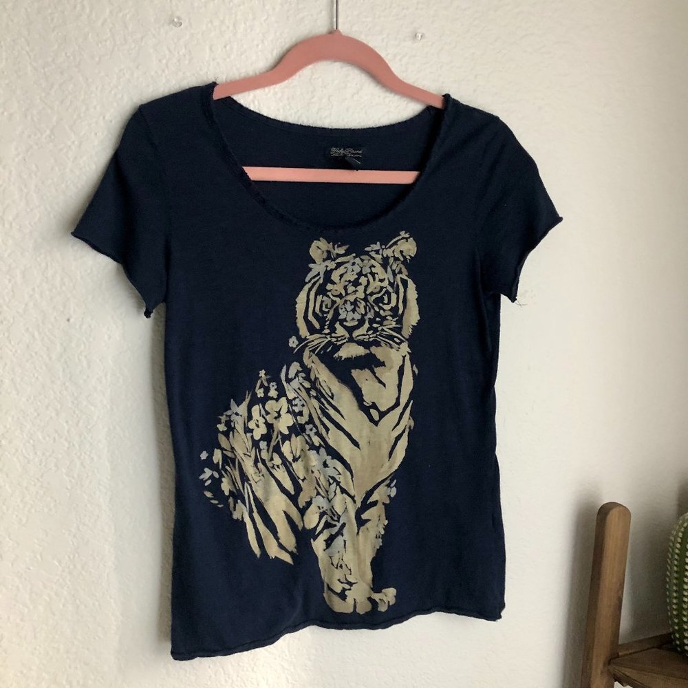 Lucky Brand Navy Tiger Graphic Tee Small